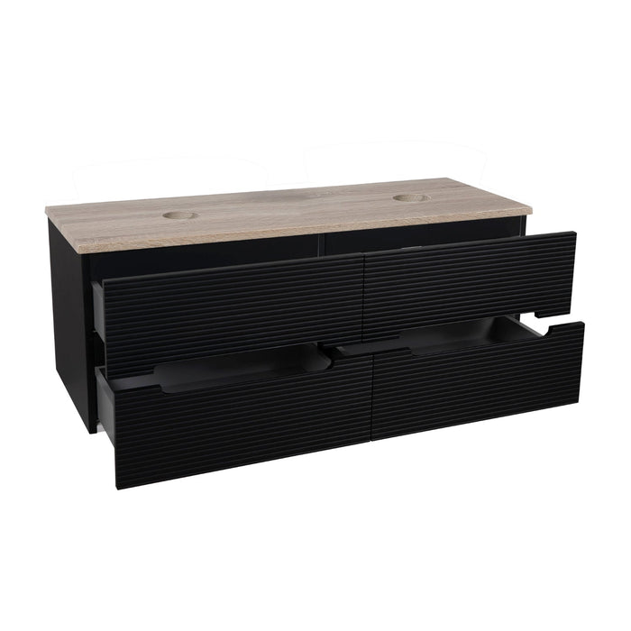 Tailored Monza Plus 1200mm 4 Drawer Fluted Wall Hung Double Vanity Unit with Countertop