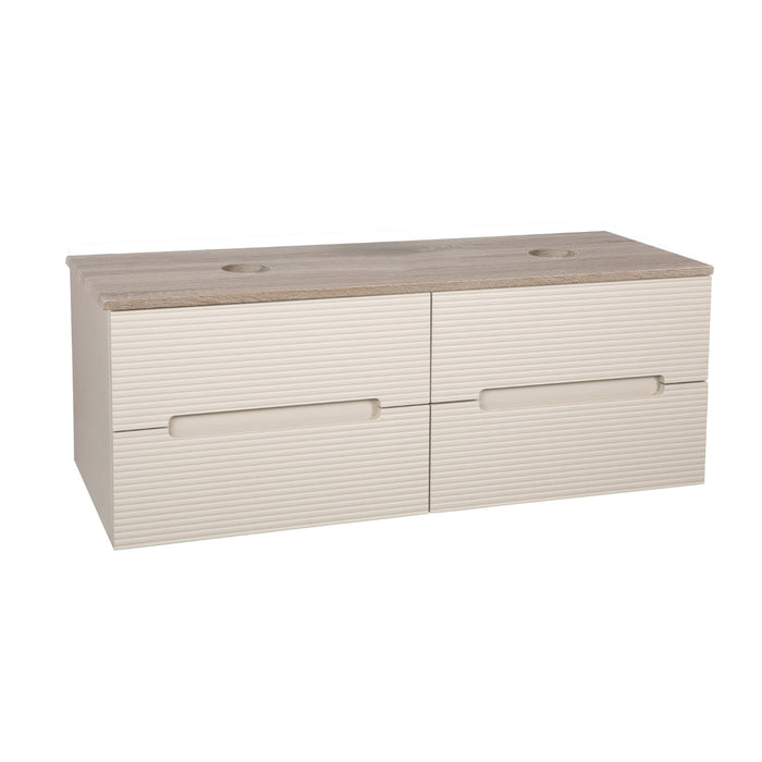 Tailored Monza Plus 1200mm 4 Drawer Fluted Wall Hung Double Vanity Unit with Countertop