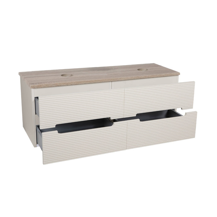 Tailored Monza Plus 1200mm 4 Drawer Fluted Wall Hung Double Vanity Unit with Countertop