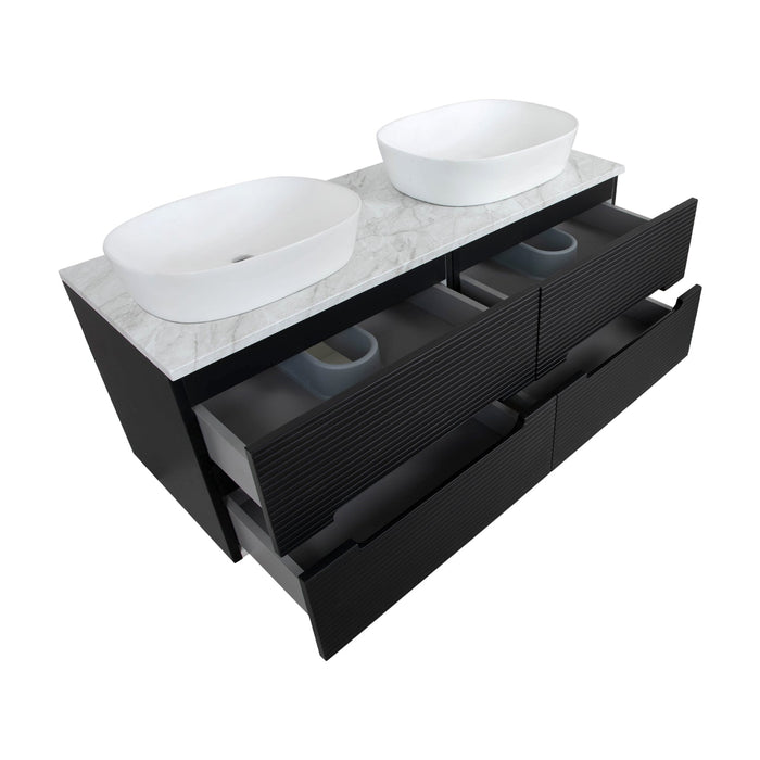 Tailored Monza Plus 1200mm 4 Drawer Fluted Wall Hung Double Vanity Unit with Countertop