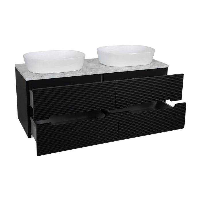 Tailored Monza Plus 1200mm 4 Drawer Fluted Wall Hung Double Vanity Unit with Countertop