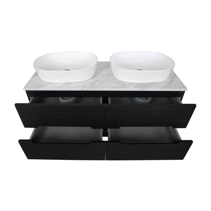 Tailored Monza Plus 1200mm 4 Drawer Fluted Wall Hung Double Vanity Unit with Countertop
