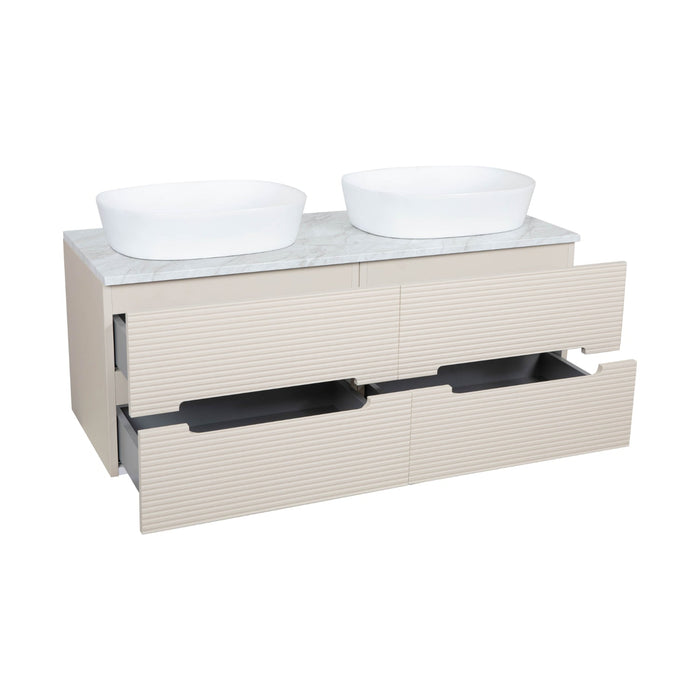 Tailored Monza Plus 1200mm 4 Drawer Fluted Wall Hung Double Vanity Unit with Countertop