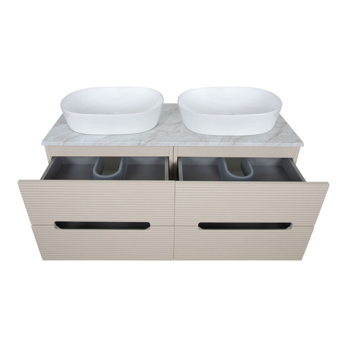 Tailored Monza Plus 1200mm 4 Drawer Fluted Wall Hung Double Vanity Unit with Countertop