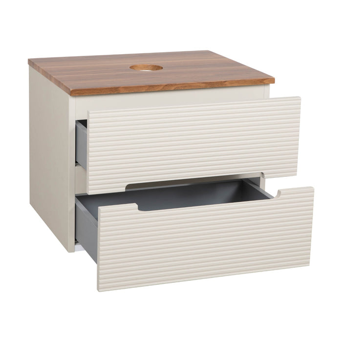 Tailored Monza Plus 600mm 2 Drawer Fluted Wall Hung Vanity Unit with Countertop