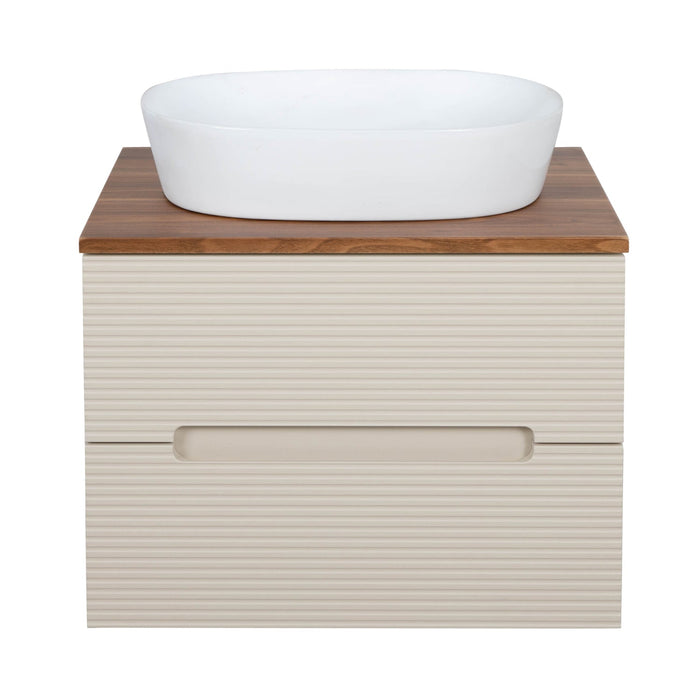 Tailored Monza Plus 600mm 2 Drawer Fluted Wall Hung Vanity Unit with Countertop