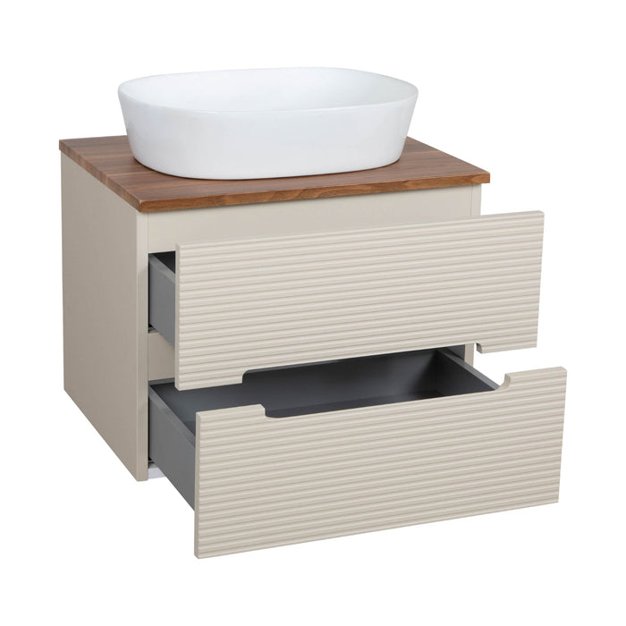 Tailored Monza Plus 600mm 2 Drawer Fluted Wall Hung Vanity Unit with Countertop