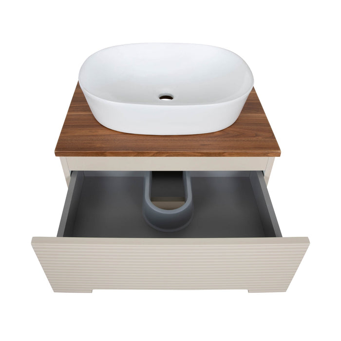 Tailored Monza Plus 600mm 2 Drawer Fluted Wall Hung Vanity Unit with Countertop
