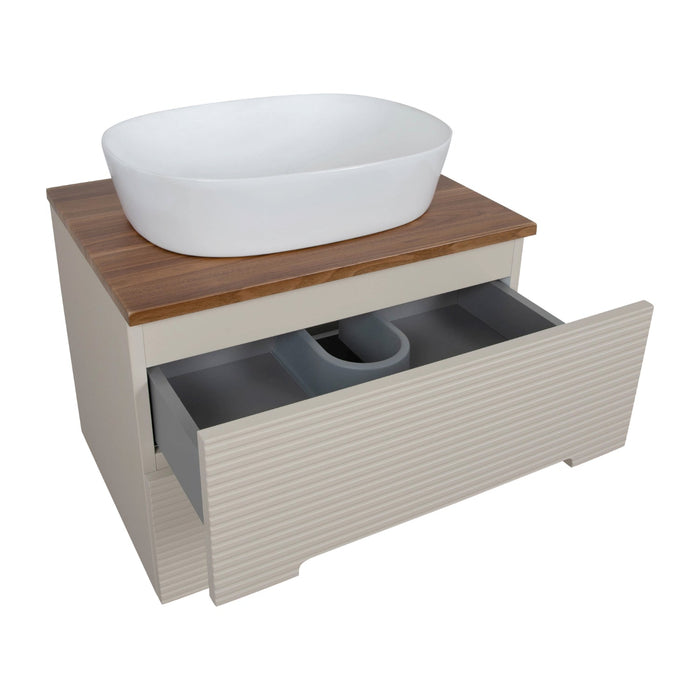 Tailored Monza Plus 600mm 2 Drawer Fluted Wall Hung Vanity Unit with Countertop