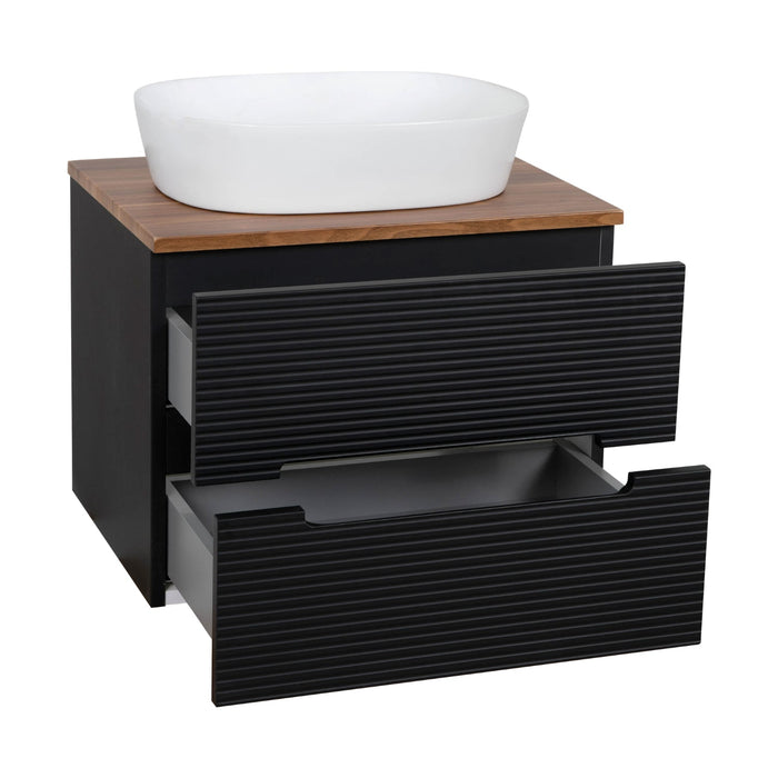 Tailored Monza Plus 600mm 2 Drawer Fluted Wall Hung Vanity Unit with Countertop