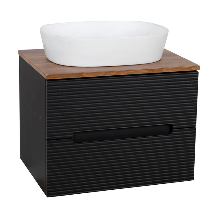 Tailored Monza Plus 600mm 2 Drawer Fluted Wall Hung Vanity Unit with Countertop