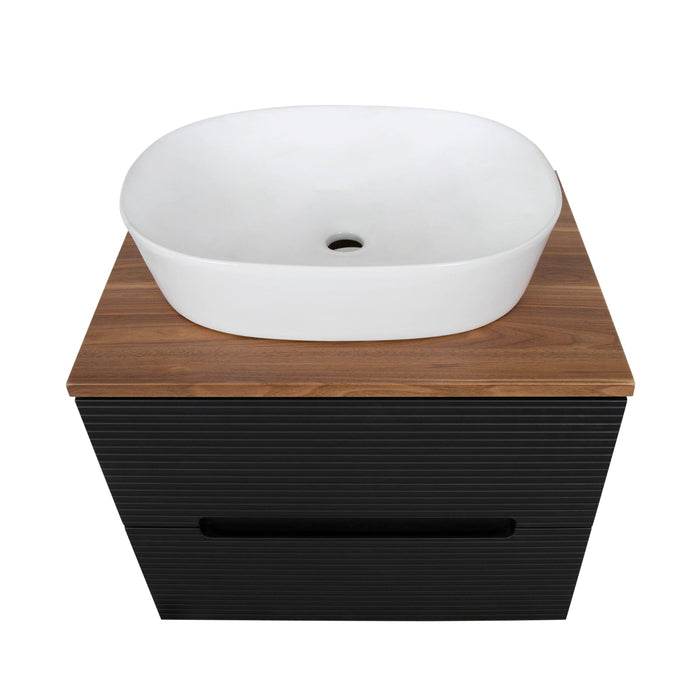 Tailored Monza Plus 600mm 2 Drawer Fluted Wall Hung Vanity Unit with Countertop