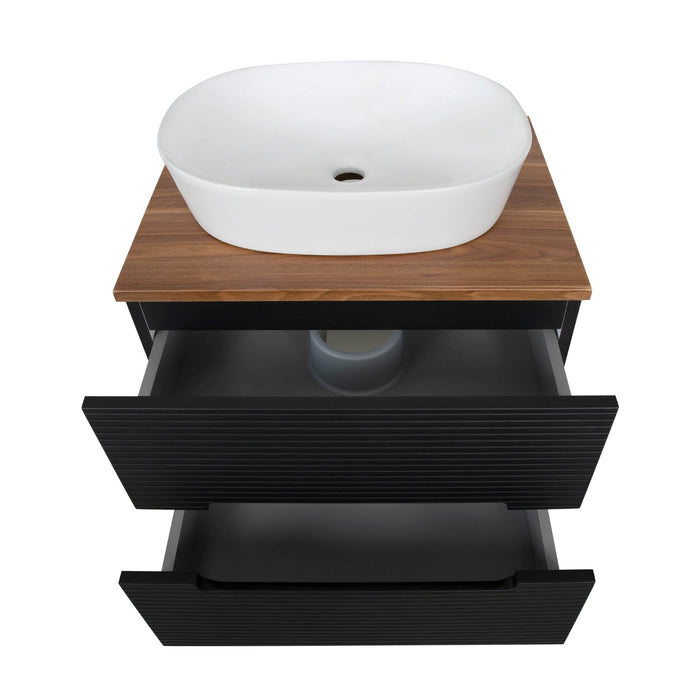 Tailored Monza Plus 600mm 2 Drawer Fluted Wall Hung Vanity Unit with Countertop