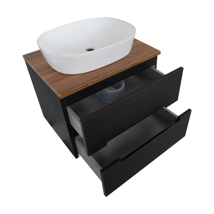 Tailored Monza Plus 600mm 2 Drawer Fluted Wall Hung Vanity Unit with Countertop