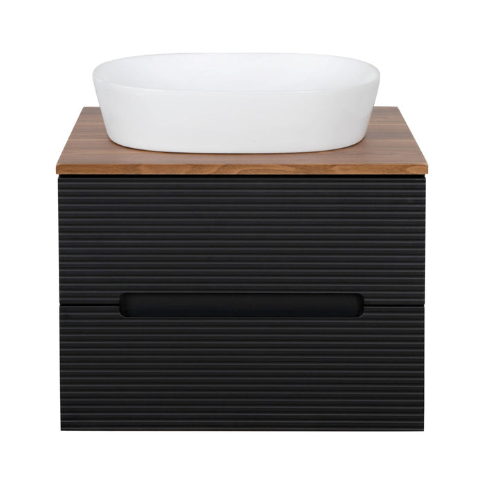 Tailored Monza Plus 600mm 2 Drawer Fluted Wall Hung Vanity Unit with Countertop