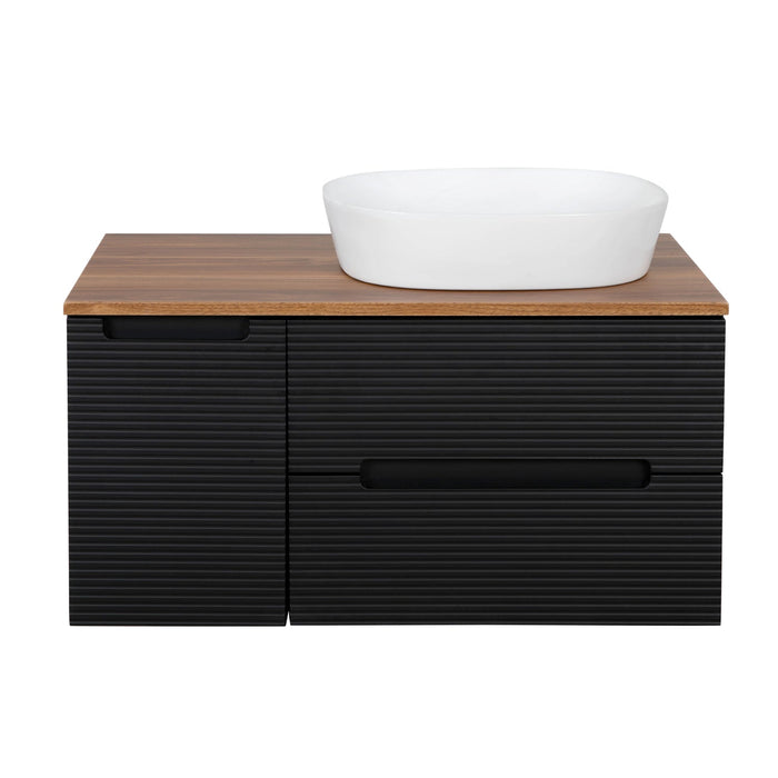 Tailored Monza Plus 900mm 2 Drawer Fluted Wall Hung Vanity Unit with Side Cabinet & Countertop