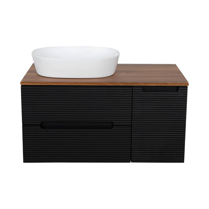 Tailored Monza Plus 900mm 2 Drawer Fluted Wall Hung Vanity Unit with Side Cabinet & Countertop