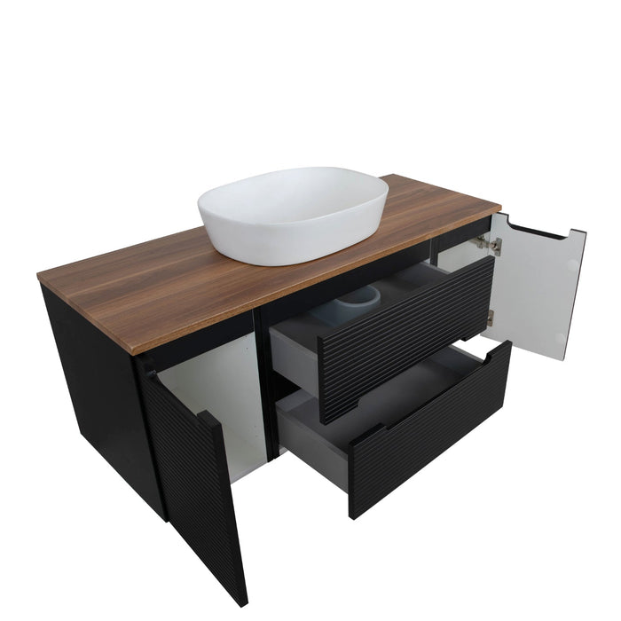Tailored Monza Plus 1200mm 2 Drawer Fluted Wall Hung Vanity Unit with 2 Side Cabinets & Countertop