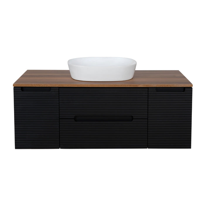 Tailored Monza Plus 1200mm 2 Drawer Fluted Wall Hung Vanity Unit with 2 Side Cabinets & Countertop