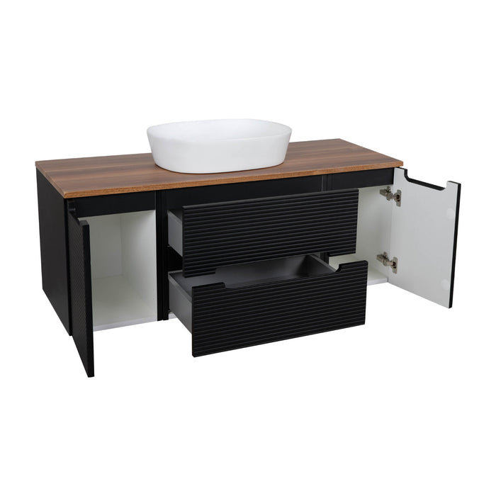 Tailored Monza Plus 1200mm 2 Drawer Fluted Wall Hung Vanity Unit with 2 Side Cabinets & Countertop
