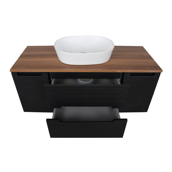 Tailored Monza Plus 1200mm 2 Drawer Fluted Wall Hung Vanity Unit with 2 Side Cabinets & Countertop