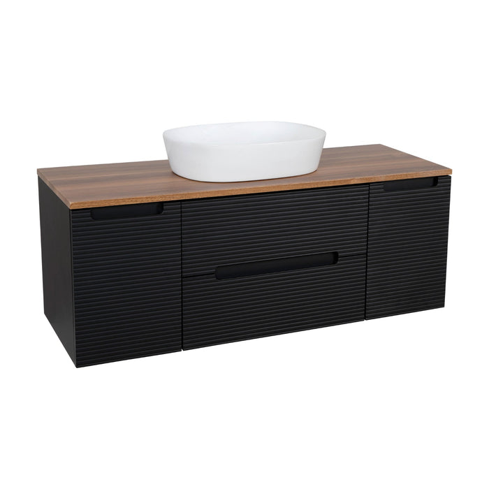 Tailored Monza Plus 1200mm 2 Drawer Fluted Wall Hung Vanity Unit with 2 Side Cabinets & Countertop