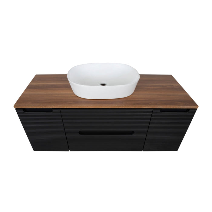 Tailored Monza Plus 1200mm 2 Drawer Fluted Wall Hung Vanity Unit with 2 Side Cabinets & Countertop