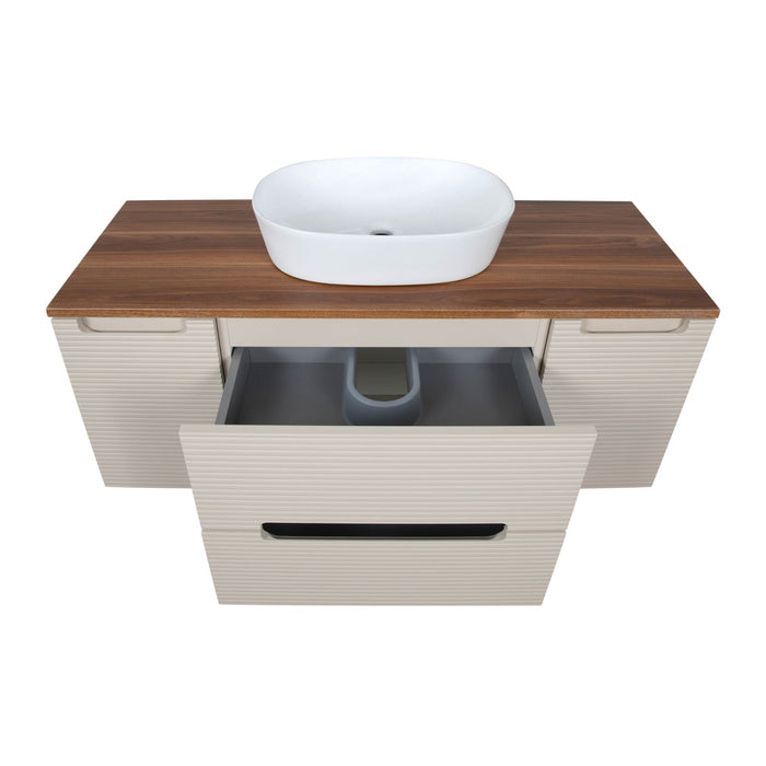 Tailored Monza Plus 1200mm 2 Drawer Fluted Wall Hung Vanity Unit with 2 Side Cabinets & Countertop