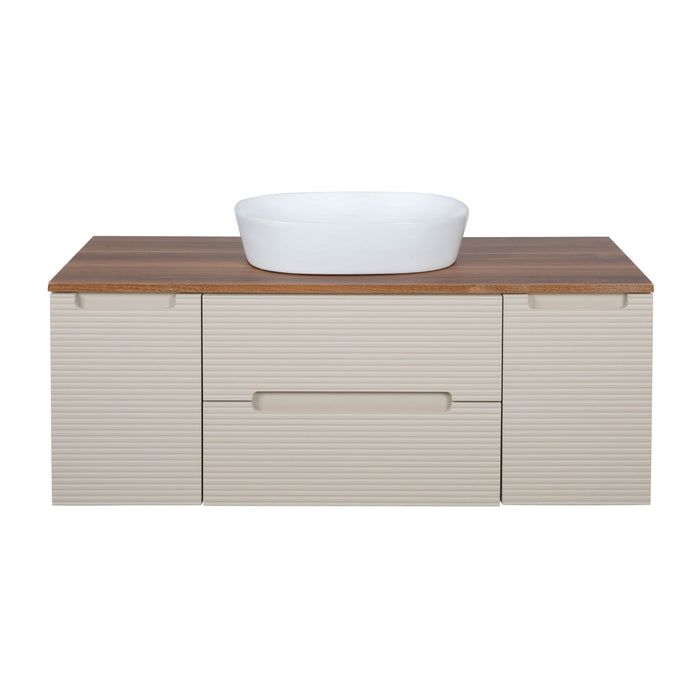 Tailored Monza Plus 1200mm 2 Drawer Fluted Wall Hung Vanity Unit with 2 Side Cabinets & Countertop