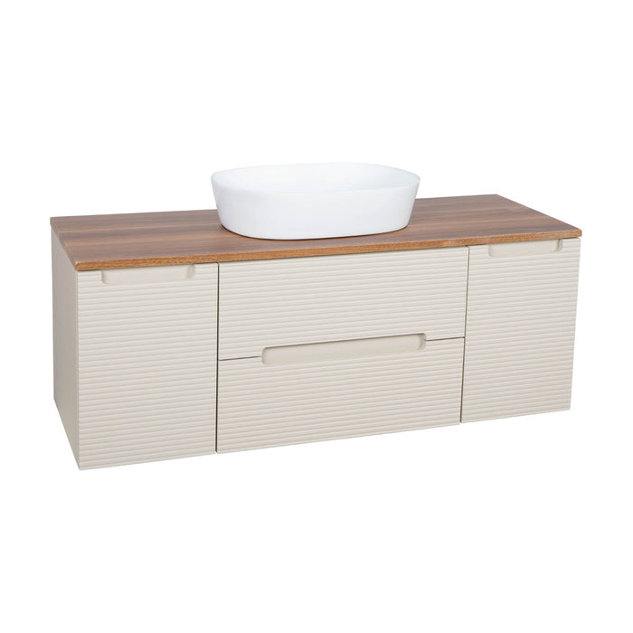 Tailored Monza Plus 1200mm 2 Drawer Fluted Wall Hung Vanity Unit with 2 Side Cabinets & Countertop