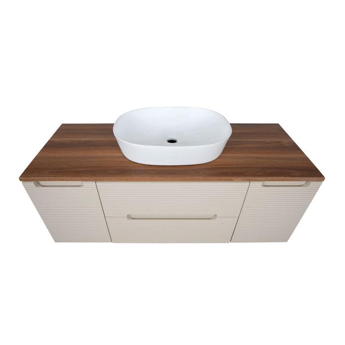 Tailored Monza Plus 1200mm 2 Drawer Fluted Wall Hung Vanity Unit with 2 Side Cabinets & Countertop