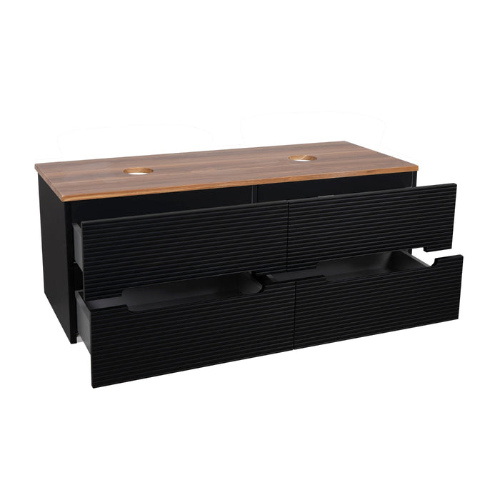 Tailored Monza Plus 1200mm 4 Drawer Fluted Wall Hung Double Vanity Unit with Countertop