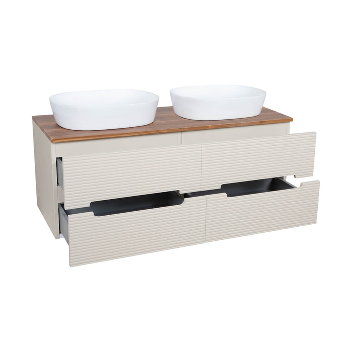 Tailored Monza Plus 1200mm 4 Drawer Fluted Wall Hung Double Vanity Unit with Countertop