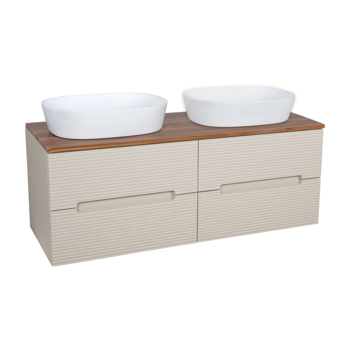 Tailored Monza Plus 1200mm 4 Drawer Fluted Wall Hung Double Vanity Unit with Countertop