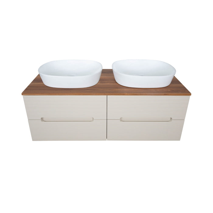 Tailored Monza Plus 1200mm 4 Drawer Fluted Wall Hung Double Vanity Unit with Countertop