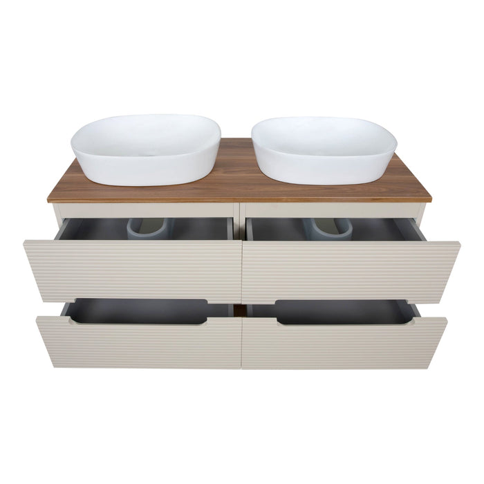 Tailored Monza Plus 1200mm 4 Drawer Fluted Wall Hung Double Vanity Unit with Countertop