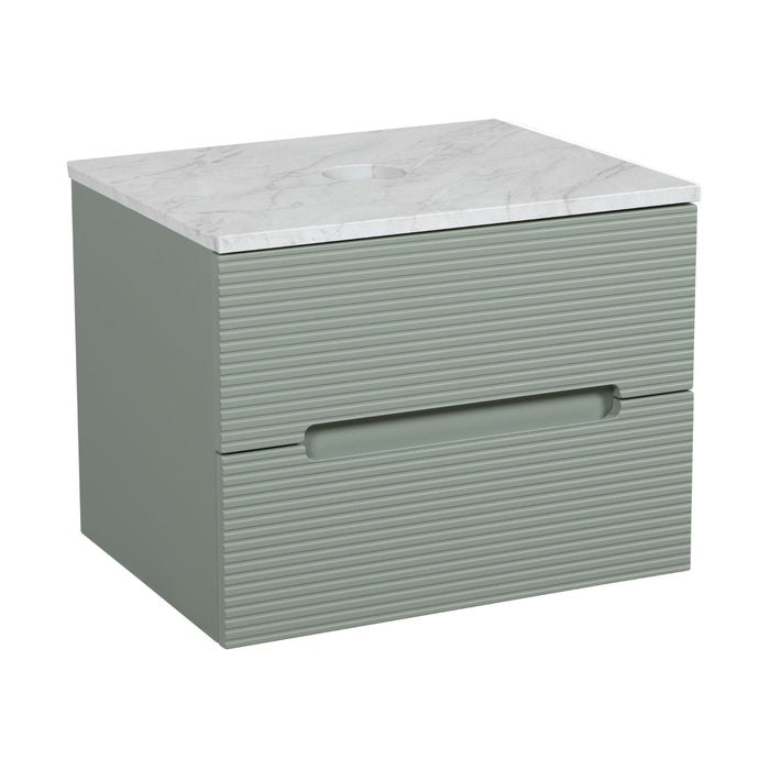 Tailored Monza Plus 600mm 2 Drawer Fluted Wall Hung Vanity Unit with Countertop