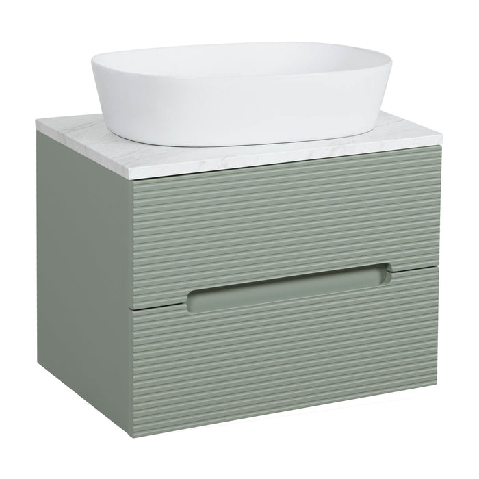 Tailored Monza Plus 600mm 2 Drawer Fluted Wall Hung Vanity Unit with Countertop