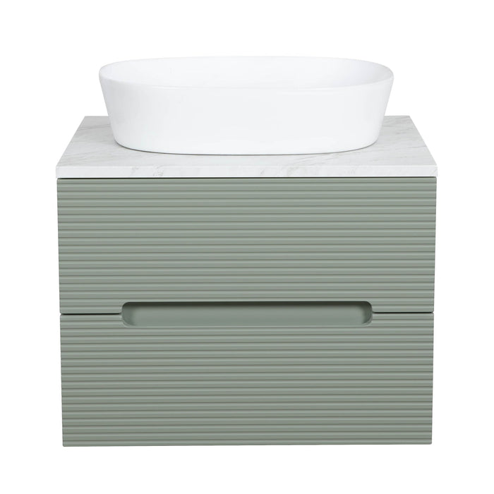 Tailored Monza Plus 600mm 2 Drawer Fluted Wall Hung Vanity Unit with Countertop