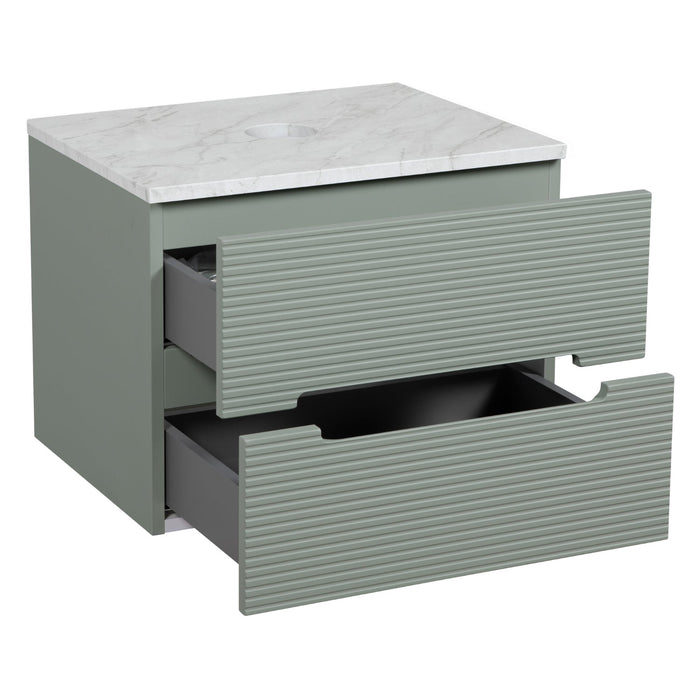 Tailored Monza Plus 600mm 2 Drawer Fluted Wall Hung Vanity Unit with Countertop