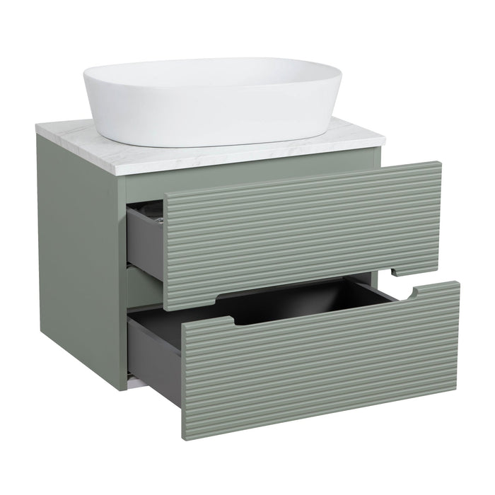 Tailored Monza Plus 600mm 2 Drawer Fluted Wall Hung Vanity Unit with Countertop
