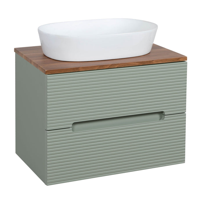 Tailored Monza Plus 600mm 2 Drawer Fluted Wall Hung Vanity Unit with Countertop