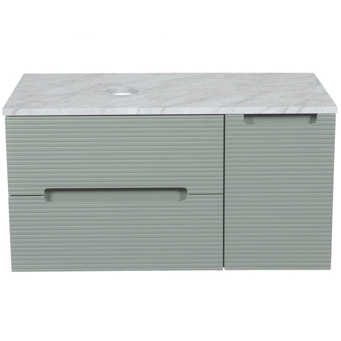 Tailored Monza Plus 900mm 2 Drawer Fluted Wall Hung Vanity Unit with Side Cabinet & Countertop