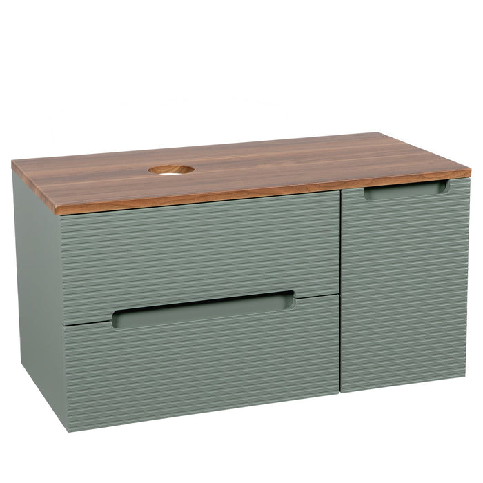 Tailored Monza Plus 900mm 2 Drawer Fluted Wall Hung Vanity Unit with Side Cabinet & Countertop
