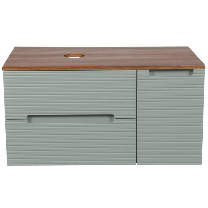 Tailored Monza Plus 900mm 2 Drawer Fluted Wall Hung Vanity Unit with Side Cabinet & Countertop