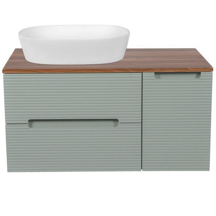 Tailored Monza Plus 900mm 2 Drawer Fluted Wall Hung Vanity Unit with Side Cabinet & Countertop
