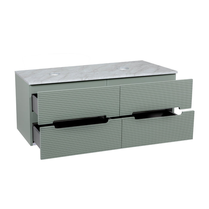 Tailored Monza Plus 1200mm 4 Drawer Fluted Wall Hung Double Vanity Unit with Countertop