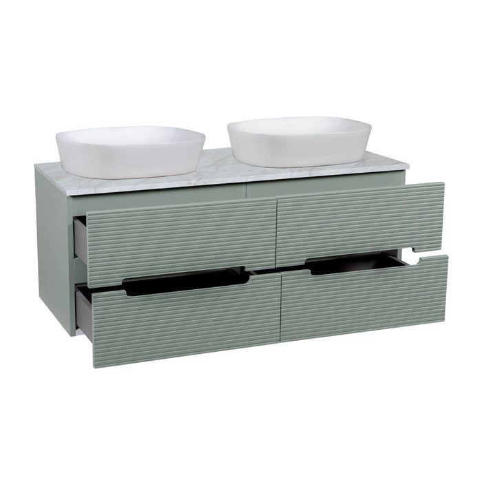 Tailored Monza Plus 1200mm 4 Drawer Fluted Wall Hung Double Vanity Unit with Countertop