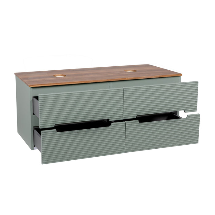 Tailored Monza Plus 1200mm 4 Drawer Fluted Wall Hung Double Vanity Unit with Countertop