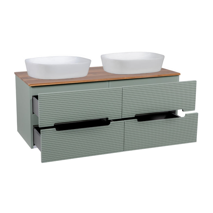 Tailored Monza Plus 1200mm 4 Drawer Fluted Wall Hung Double Vanity Unit with Countertop